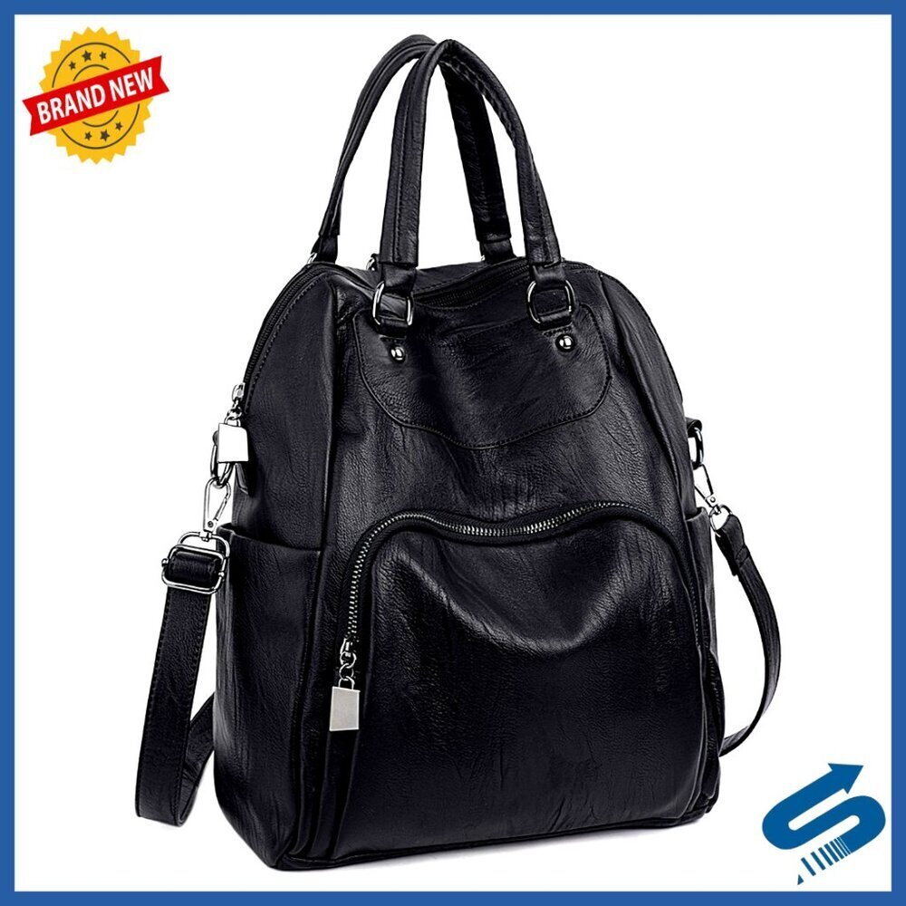Convertible Backpack Purse Synthetic Leather Adjustable Straps Large Capacity